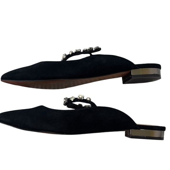 Banana Republic Embellished Strap Suede Mule pointed toe mirrored heel black 7.5 - Picture 6 of 14
